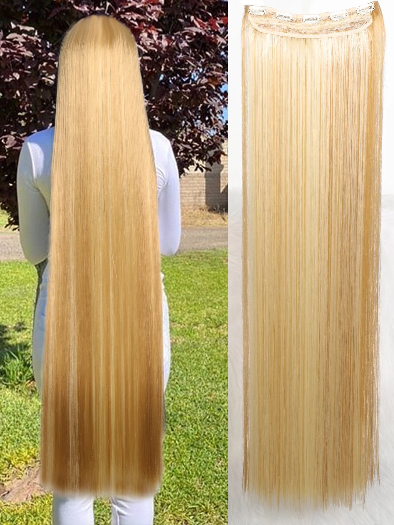 Synthetic 5 Clip In Hair Extensions Long Straight Hairstyle Hairpiece Black Brown Blonde 80CM Natural Fake Hair For Women