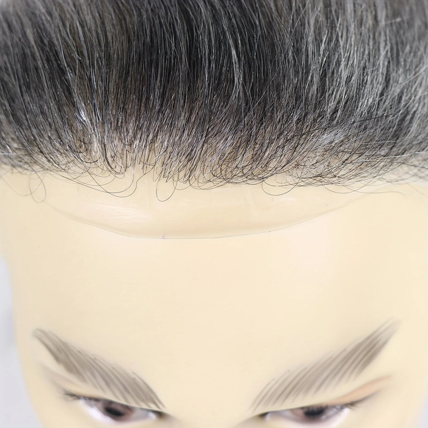 100% Human Hair Men’s V-Shaped Hairline Extensions | 6" Ultra-Thin PU Base | Natural-Looking Frontal Hairpiece Refills