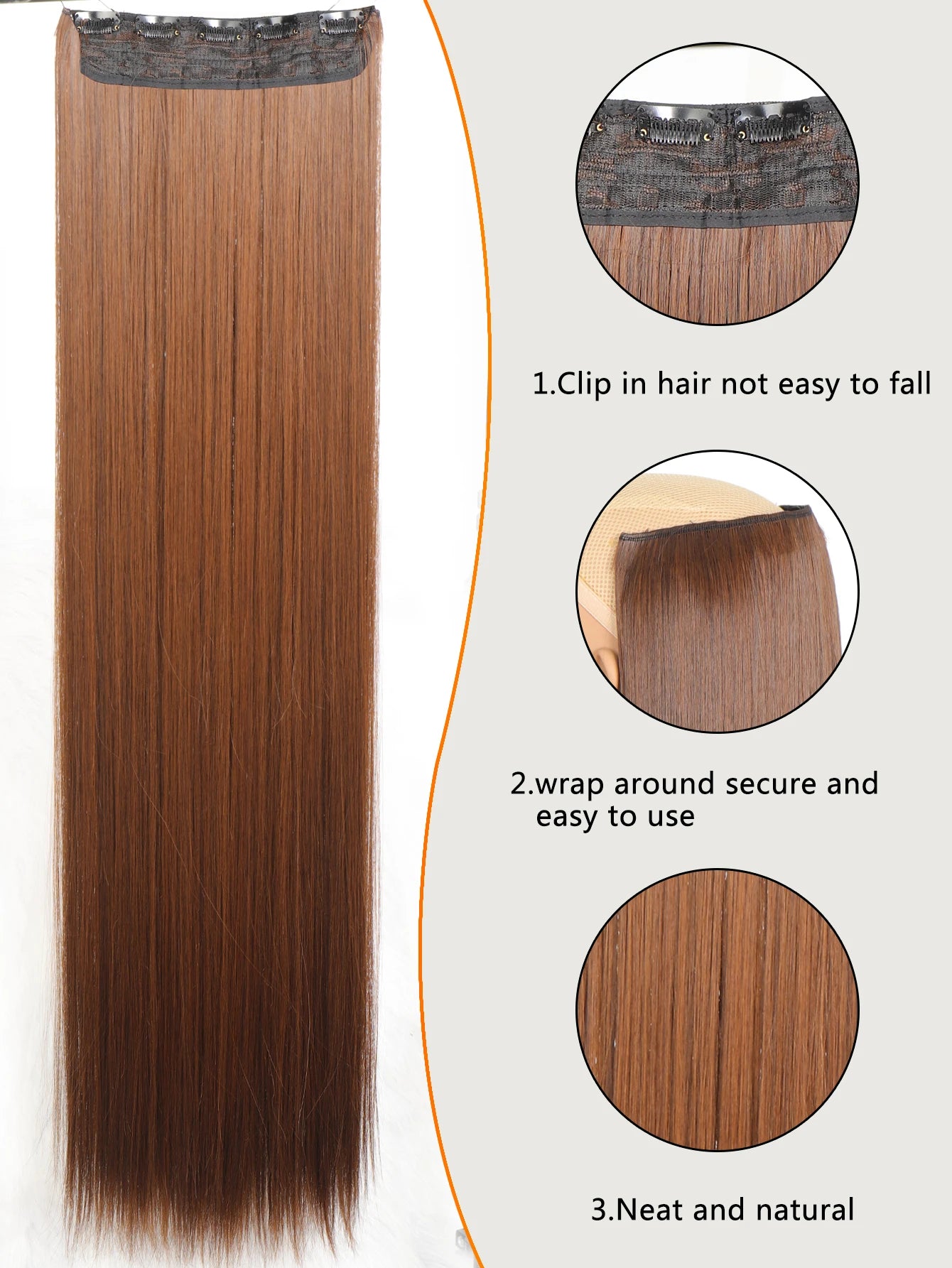 Synthetic 5 Clip In Hair Extensions Long Straight Hairstyle Hairpiece Black Brown Blonde 80CM Natural Fake Hair For Women