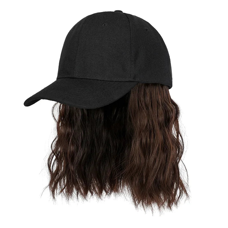 Synthetic Hat Wig for Women Wig Cap with Curly Hair Extensions Hat with Hair Wave Adjustable Baseball Cap Wigs