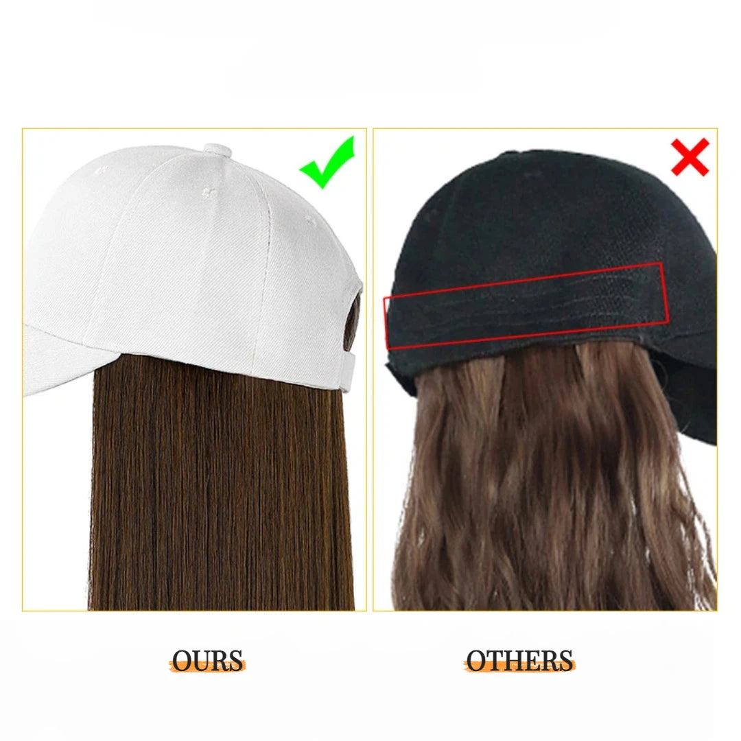 Synthetic Hat Wig for Women Wig Cap with Curly Hair Extensions Hat with Hair Wave Adjustable Baseball Cap Wigs