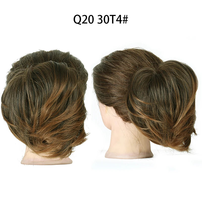 Hair Bun Ponytail Extension, Straight Synthetic Hairpiece Fully Short Ponytail Bun Extensions Hair Accessories Elastic Easy