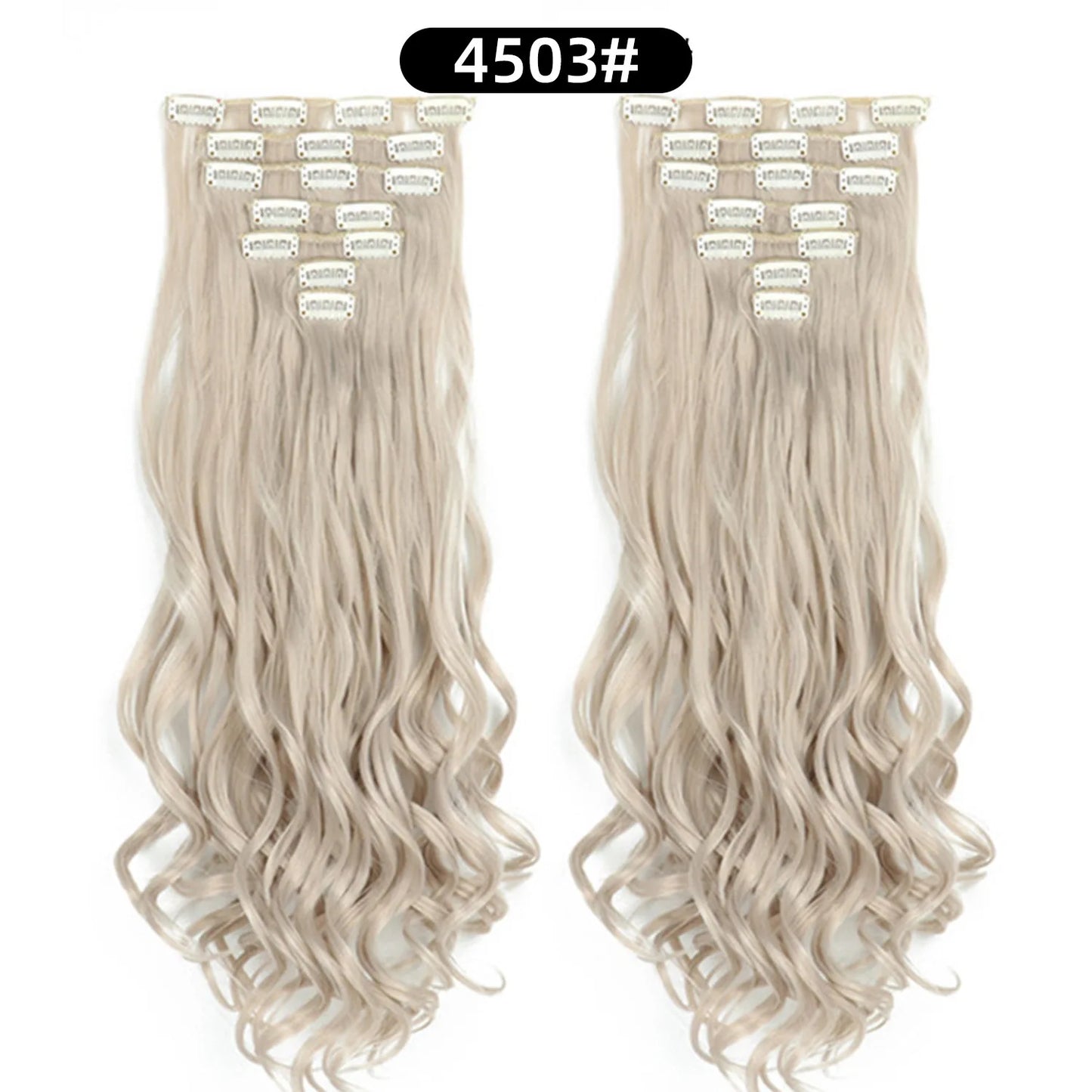 Clip In Hair Extensions 7 PCS Full Head 22 Inch Long Curly Wavy  For Women Girls Hair Synthetic Wig Hairpieces