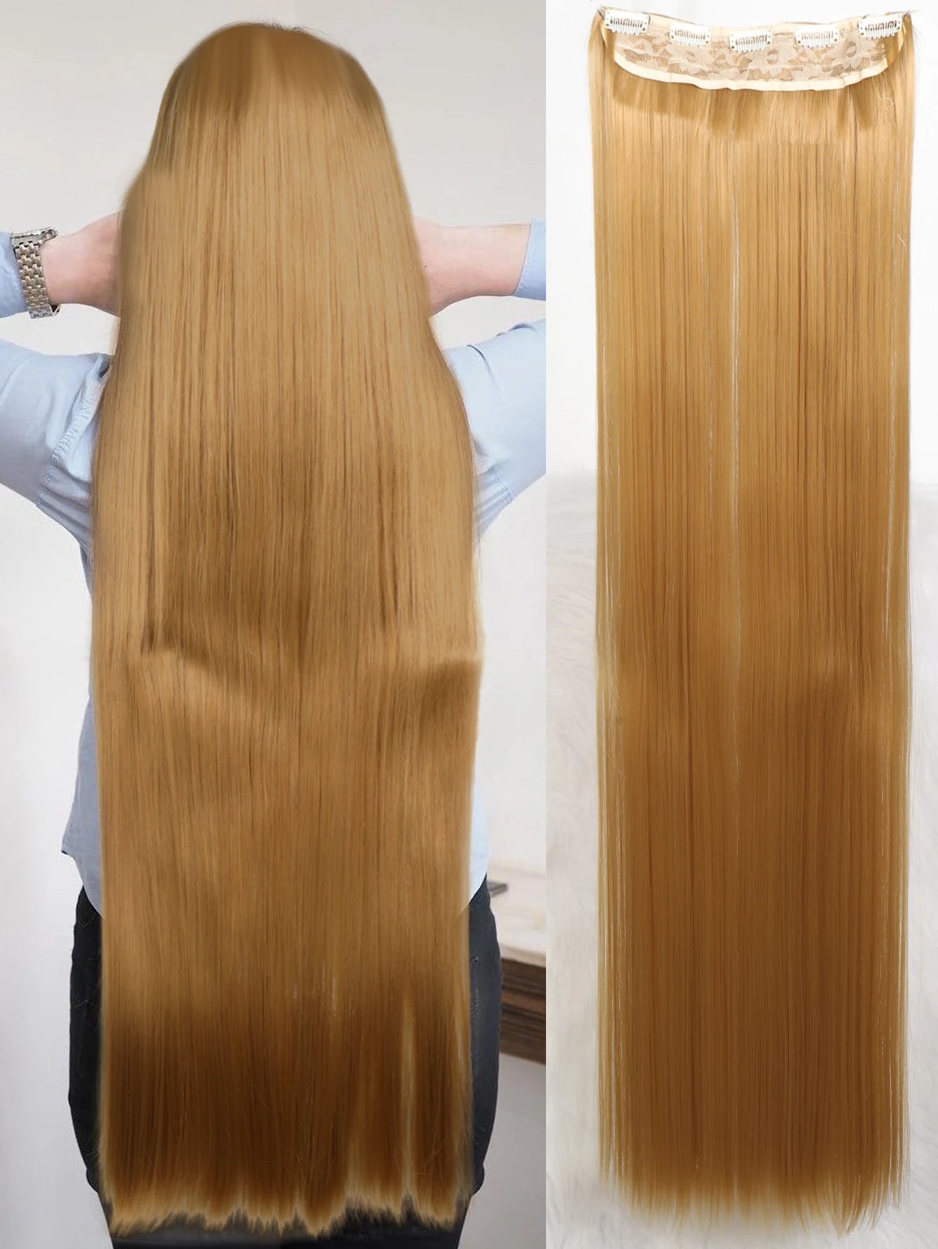 Synthetic 5 Clip In Hair Extensions Long Straight Hairstyle Hairpiece Black Brown Blonde 80CM Natural Fake Hair For Women