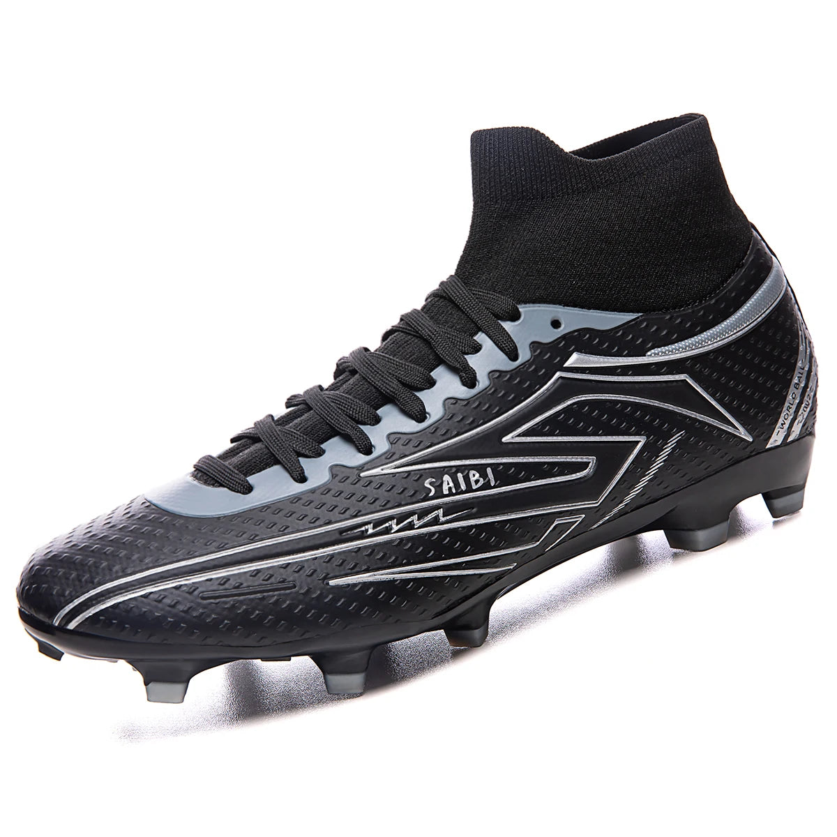 Unisex high-top soccer shoes for adult students, with the option of studded or long studs, available in 4 colors. Sole spikes