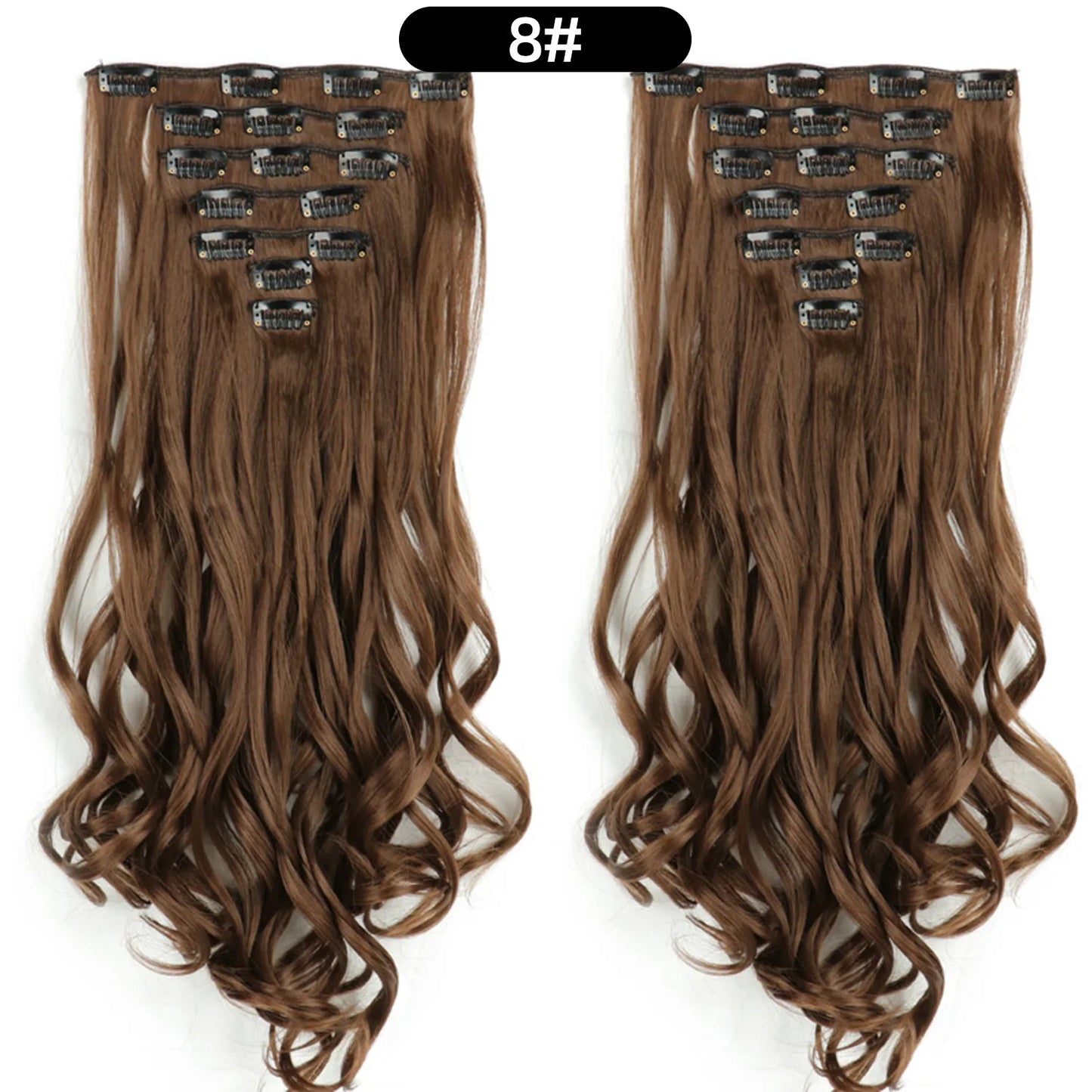Clip In Hair Extensions 7 PCS Full Head 22 Inch Long Curly Wavy  For Women Girls Hair Synthetic Wig Hairpieces