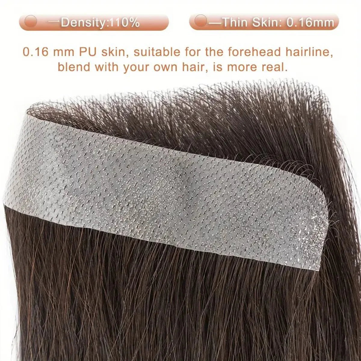 100% Human Hair Men’s V-Shaped Hairline Extensions | 6" Ultra-Thin PU Base | Natural-Looking Frontal Hairpiece Refills