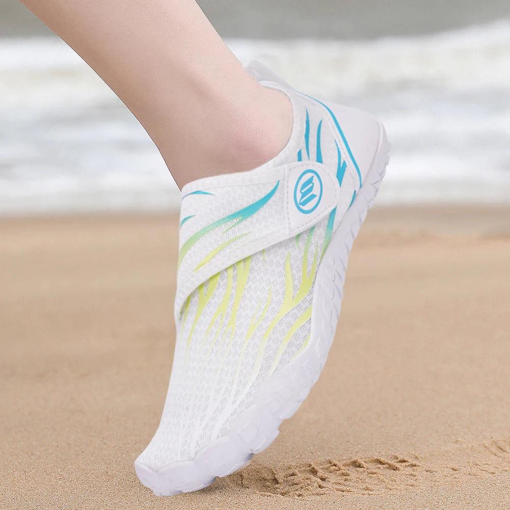 Unisex Water Shoes Lightweight Aqua Shoes Non Slip Barefoot Beach Shoes Hook and Loop Fastener Casual Wading Shoes for Men Women