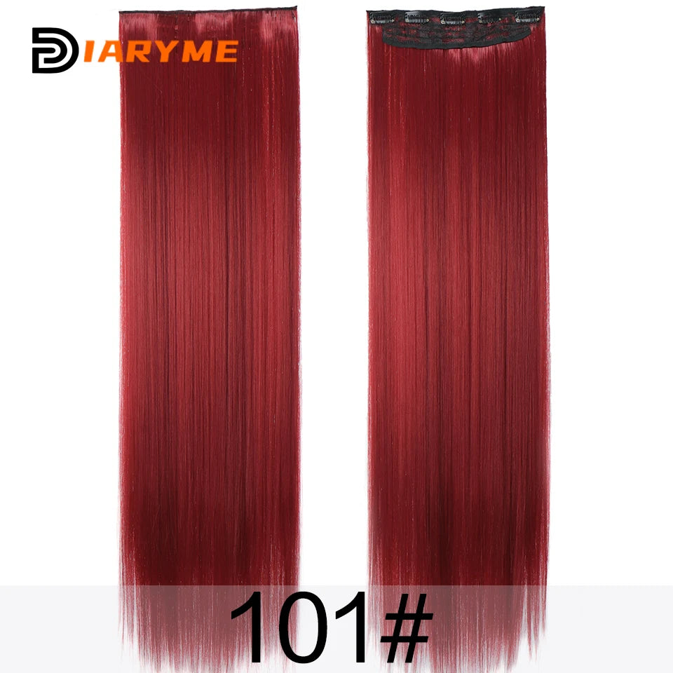 100cm Extra long Straight Hair Extension Synthetic 5 Clip in Hair Extensions For Women Heat Resistant Fibre Black Red Fake Hairp