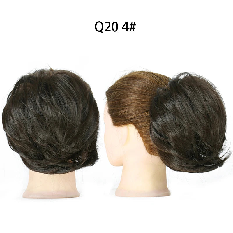 Hair Bun Ponytail Extension, Straight Synthetic Hairpiece Fully Short Ponytail Bun Extensions Hair Accessories Elastic Easy