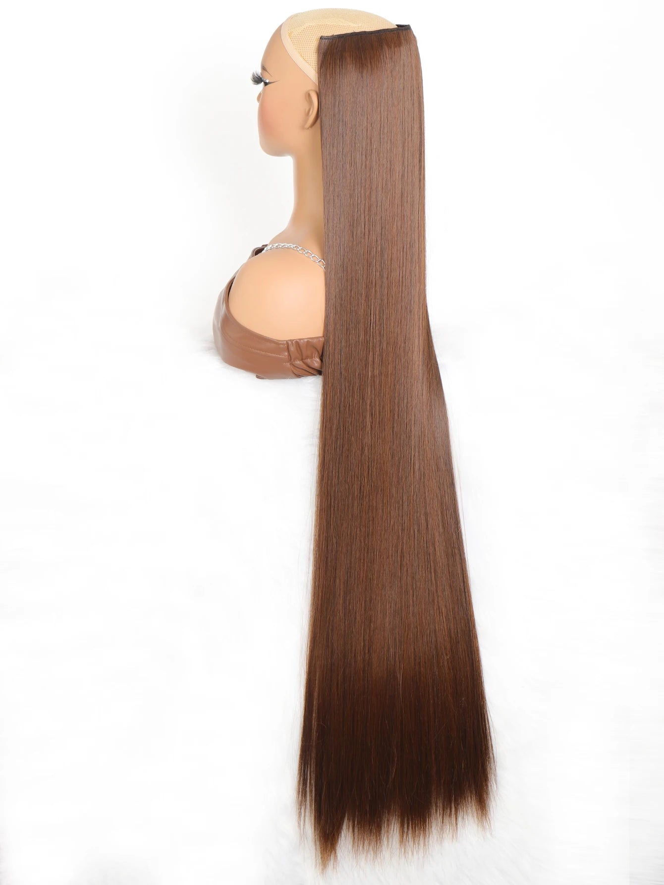 Synthetic 5 Clip In Hair Extensions Long Straight Hairstyle Hairpiece Black Brown Blonde 80CM Natural Fake Hair For Women