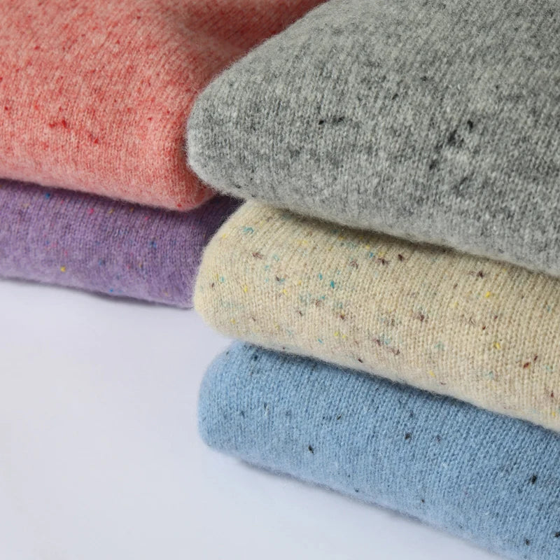 ZYCZCXX Women's Clothes 100% Merino Wool Round Neck Long-Sleeved Sweater 2025 New Pullover Autumn Winter Thick Colored Sweater