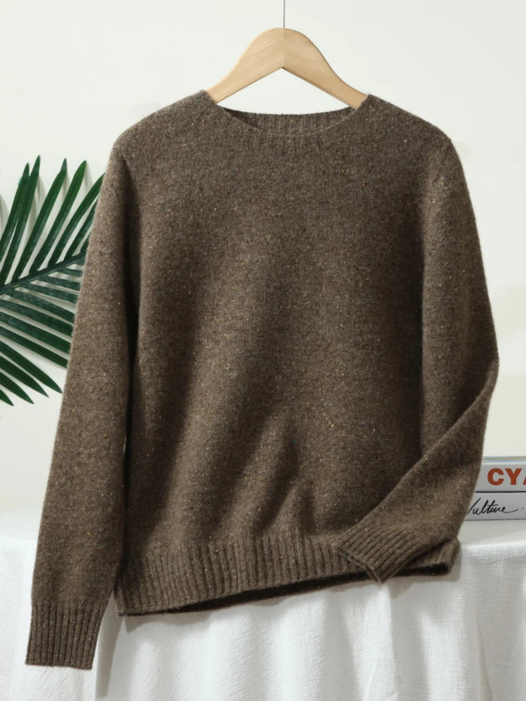 ZYCZCXX Women's Clothes 100% Merino Wool Round Neck Long-Sleeved Sweater 2025 New Pullover Autumn Winter Thick Colored Sweater