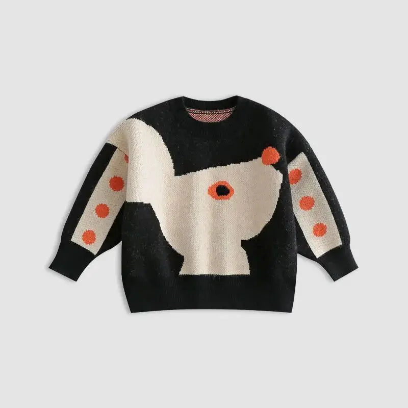 Sweaters Girls Children Clothing Thickening Warm Autumn Winter New Loose Two Piece Set Irregular Pattern Forking Cotton