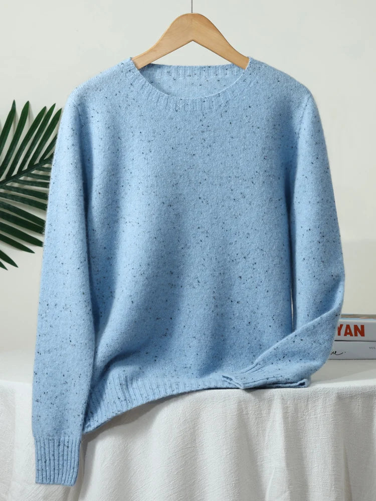 ZYCZCXX Women's Clothes 100% Merino Wool Round Neck Long-Sleeved Sweater 2025 New Pullover Autumn Winter Thick Colored Sweater