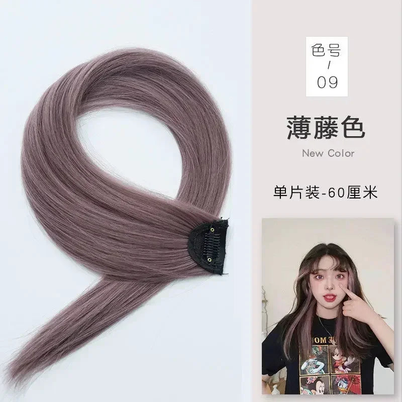 60cm Hair Extension Clip In Hairpiece Long Straight Hanging Ear Wig Clip Synthetic Hair Extensions Accessories Hairpiece Hairpin