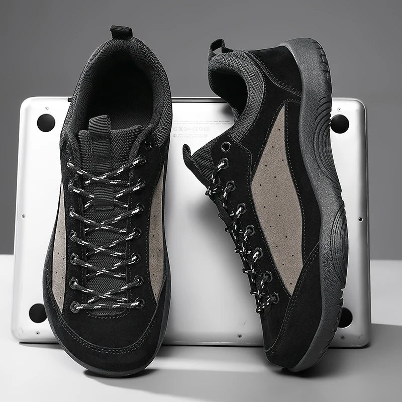 Unisex Wide Toe Shoes Artificial Leather Sneakers Outdoor Casual Walking Shoes Lace Up Retro Men Women Minimalist Barefoot Shoes