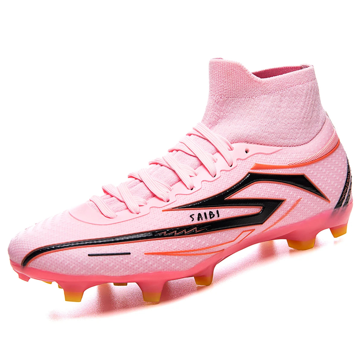 Unisex high-top soccer shoes for adult students, with the option of studded or long studs, available in 4 colors. Sole spikes