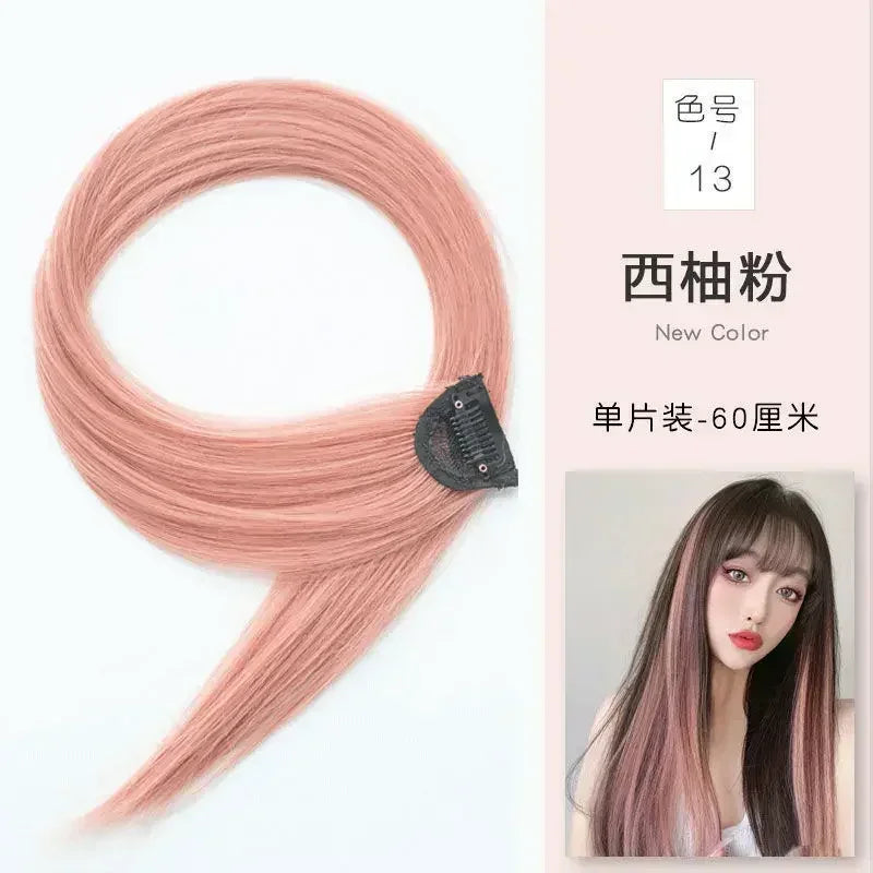 60cm Hair Extension Clip In Hairpiece Long Straight Hanging Ear Wig Clip Synthetic Hair Extensions Accessories Hairpiece Hairpin
