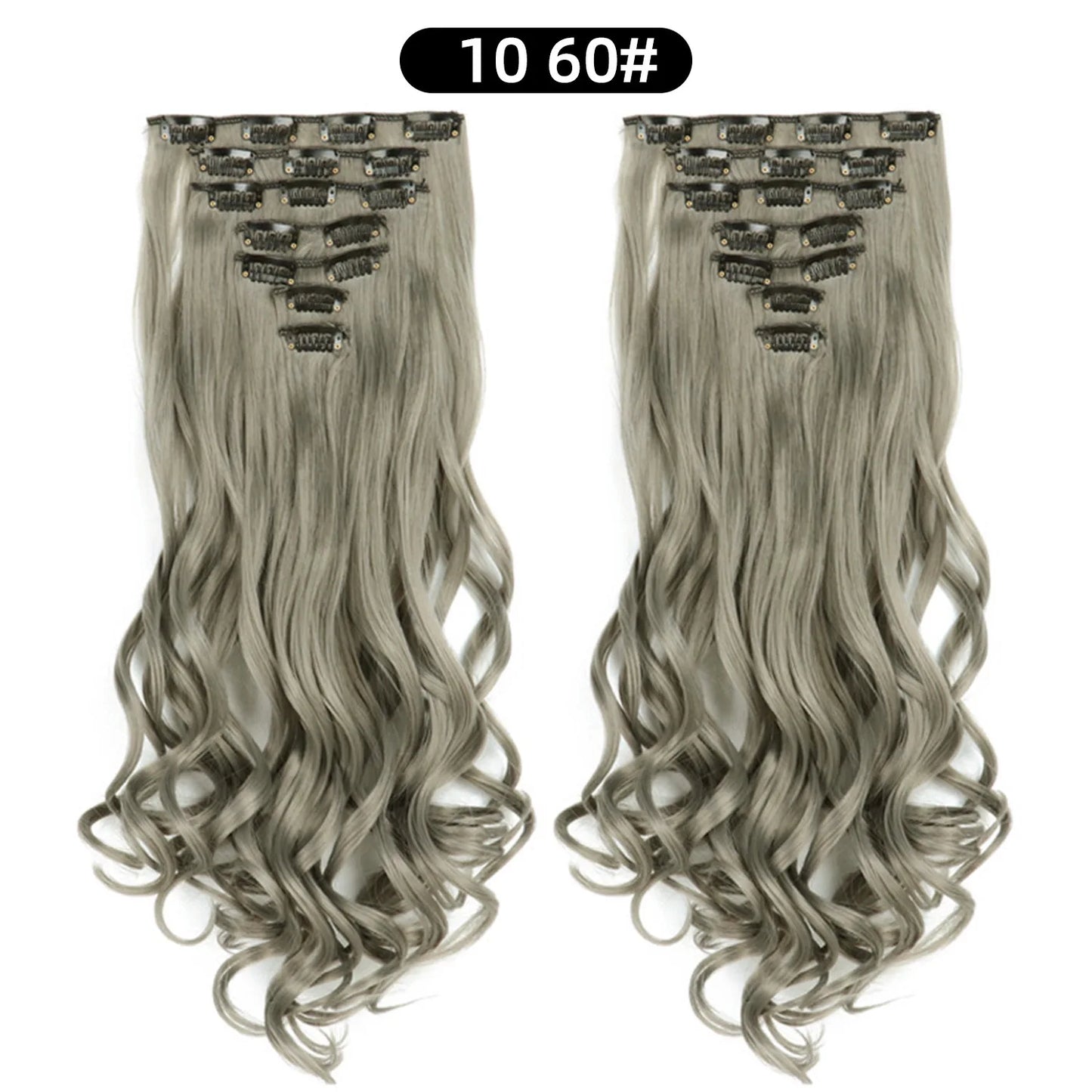 Clip In Hair Extensions 7 PCS Full Head 22 Inch Long Curly Wavy  For Women Girls Hair Synthetic Wig Hairpieces