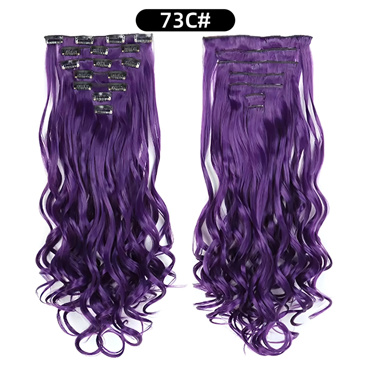 Clip In Hair Extensions 7 PCS Full Head 22 Inch Long Curly Wavy  For Women Girls Hair Synthetic Wig Hairpieces