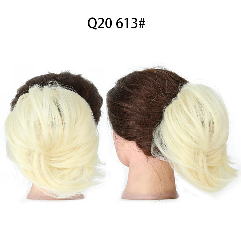 Hair Bun Ponytail Extension, Straight Synthetic Hairpiece Fully Short Ponytail Bun Extensions Hair Accessories Elastic Easy