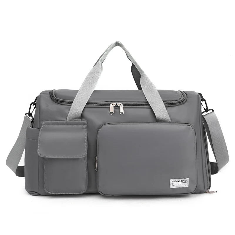 Unisex Large Capacity Travel Luggage Bag, Sports Gym Bag, Perfect for Weekend Overnight Luggage Bag with Shoe Compartment