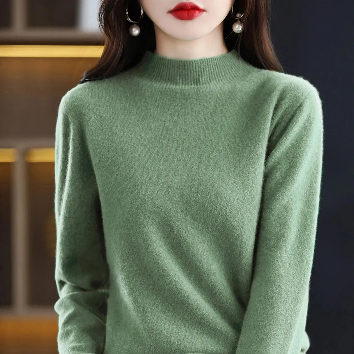 100% Merino Wool Cashmere Sweater Women Knitted Sweater Turtleneck Long Sleeve Pullovers Autumn Winter Clothing Warm Jumper Tops