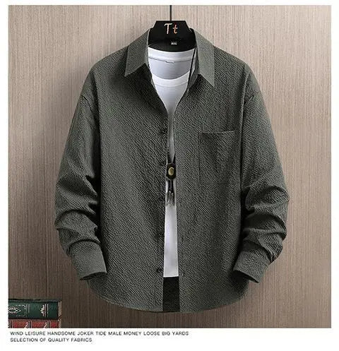 Men Casual Shirts For Daily Wear Smart Casual Single Breasted Full Sleeve Solid Color Turn Down Collar Spring And Autumn