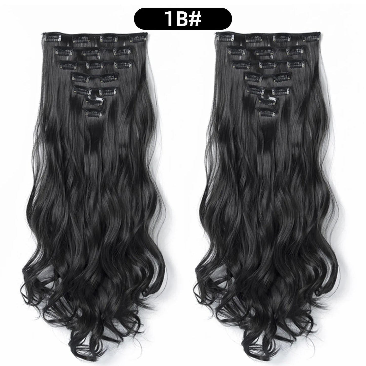 Clip In Hair Extensions 7 PCS Full Head 22 Inch Long Curly Wavy  For Women Girls Hair Synthetic Wig Hairpieces